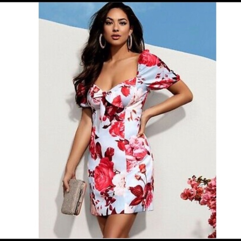 GUESS by Marciano Rosie Floral Knot Front Dress